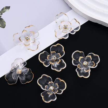 10pcs 36x39mm Double-Layer Transparent Floral Acrylic Patch Beads