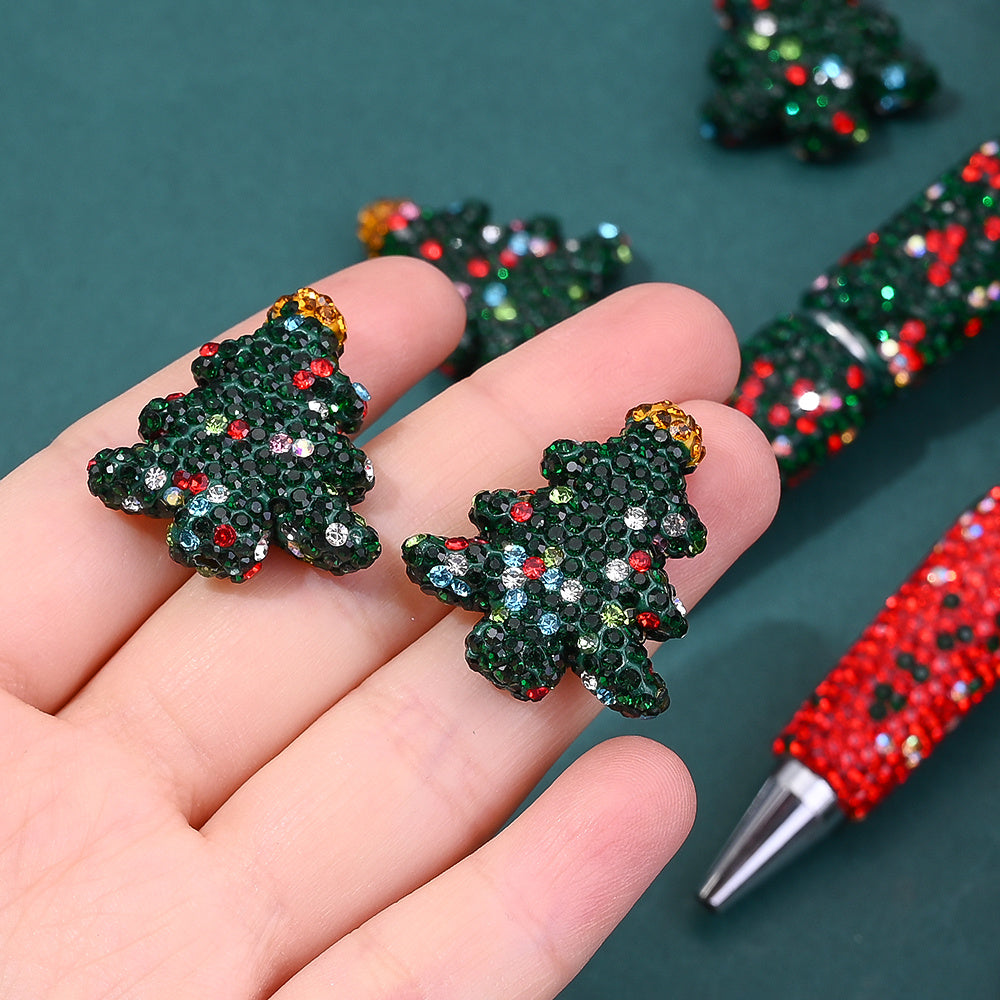 20x37mm Christmas Tree Clay Rhinestone Beads