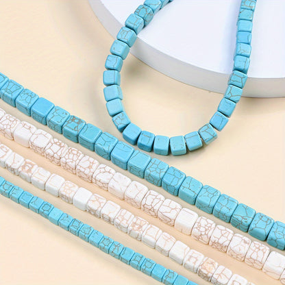 Natural Turquoise Faceted Cube Stone Beads