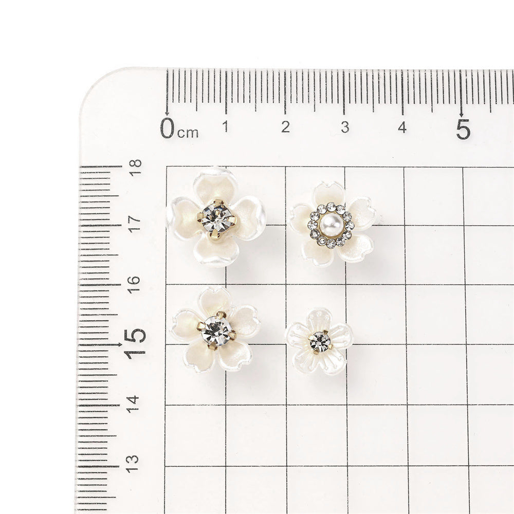 Flower Shape Acrylic Imitation Pearl Flatback Beads