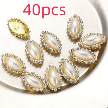White Imitation Pearl Flatback Oval Heart Beads