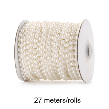 27m/roll 6mm Half Round Imitation Pearl Bead String