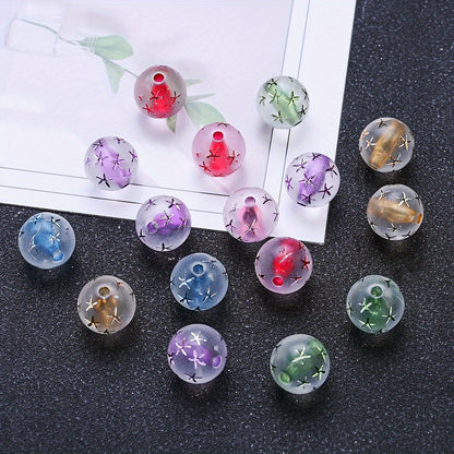 10pcs 16mm Starfish Print Acrylic Round Beads