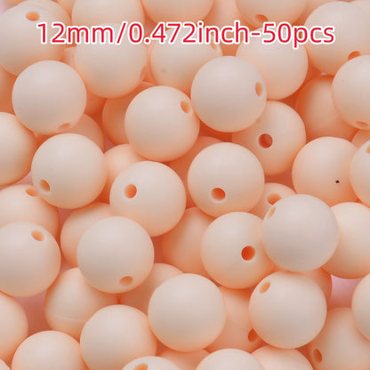50pcs 12/15mm Rainbow Silicone Round Focal Beads