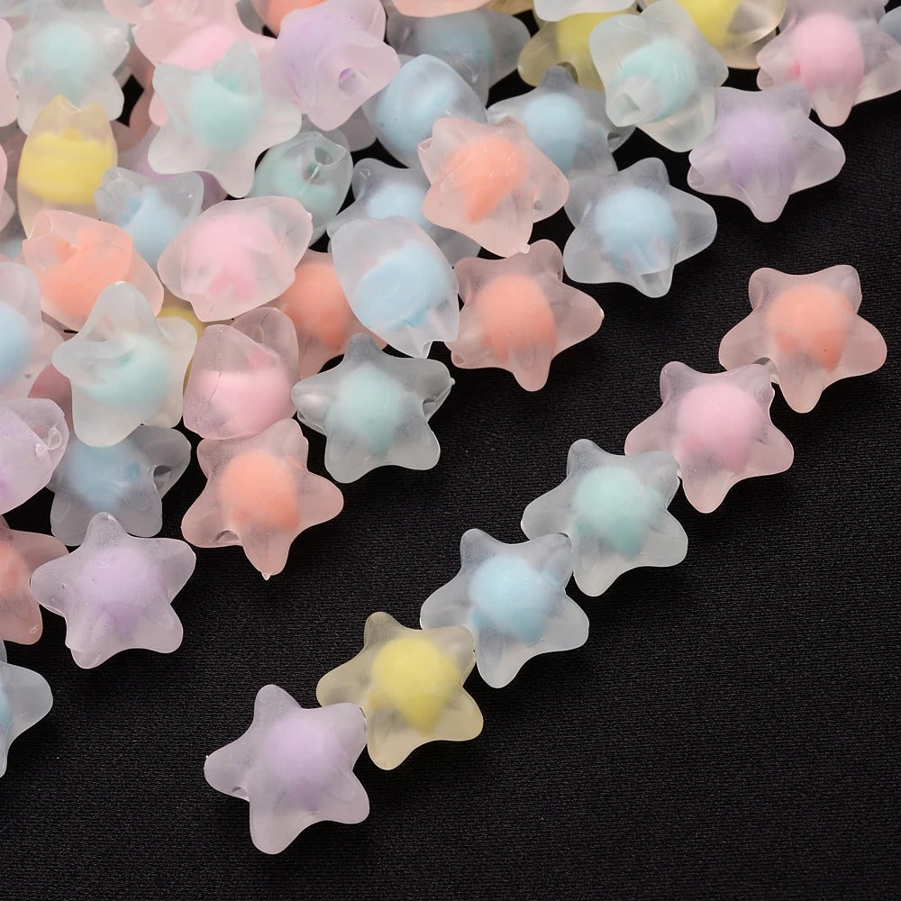 50pcs 11mm Matte Transparent Star Acrylic Beads