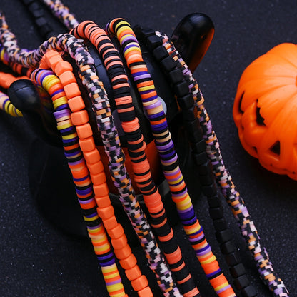Halloween Flat Round Polymer Clay Beads