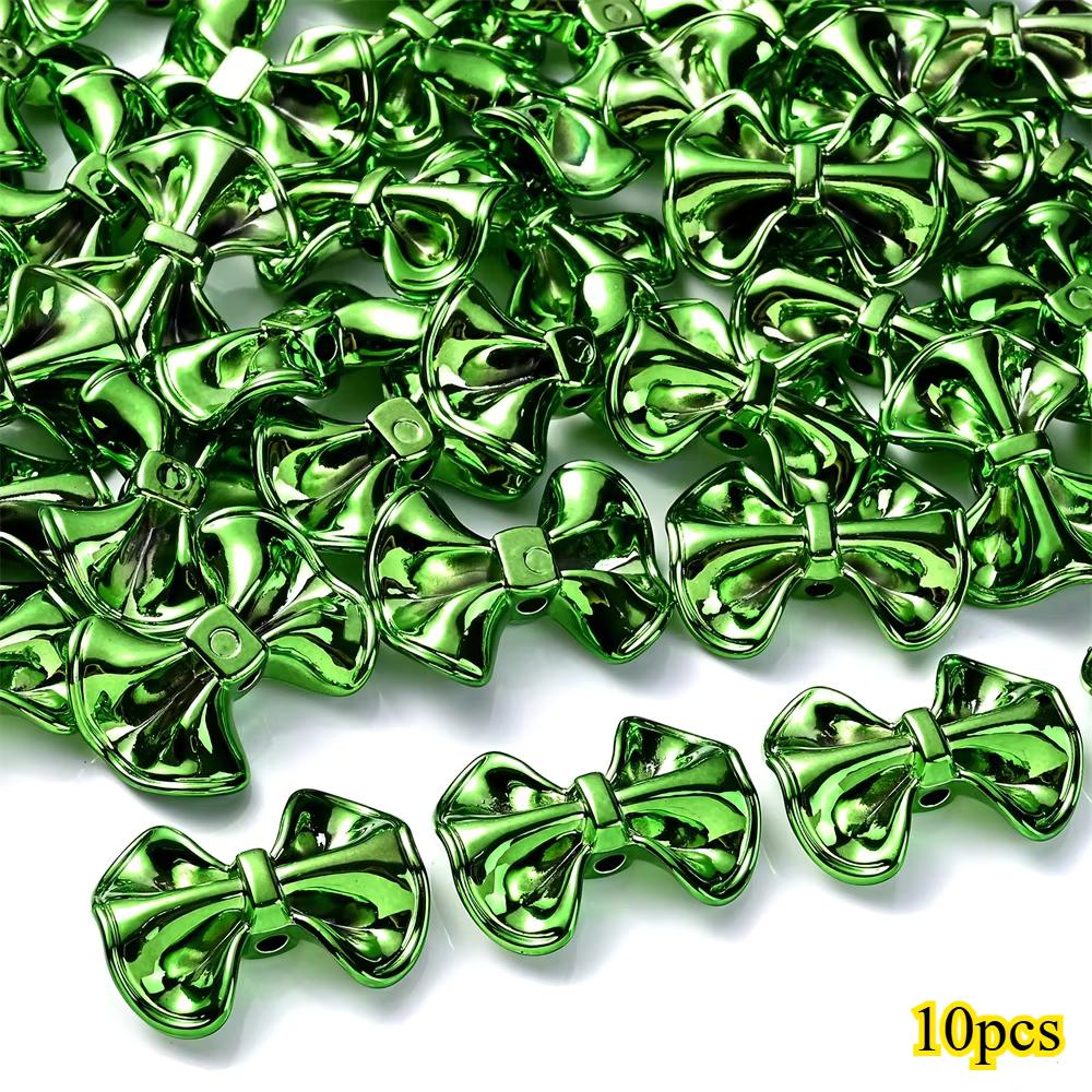 23 × 31mm 3D Christmas Bow Acrylic Spacer Beads, 10pcs