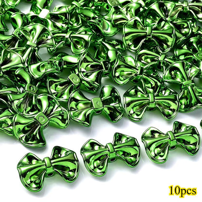 23 × 31mm 3D Christmas Bow Acrylic Spacer Beads, 10pcs