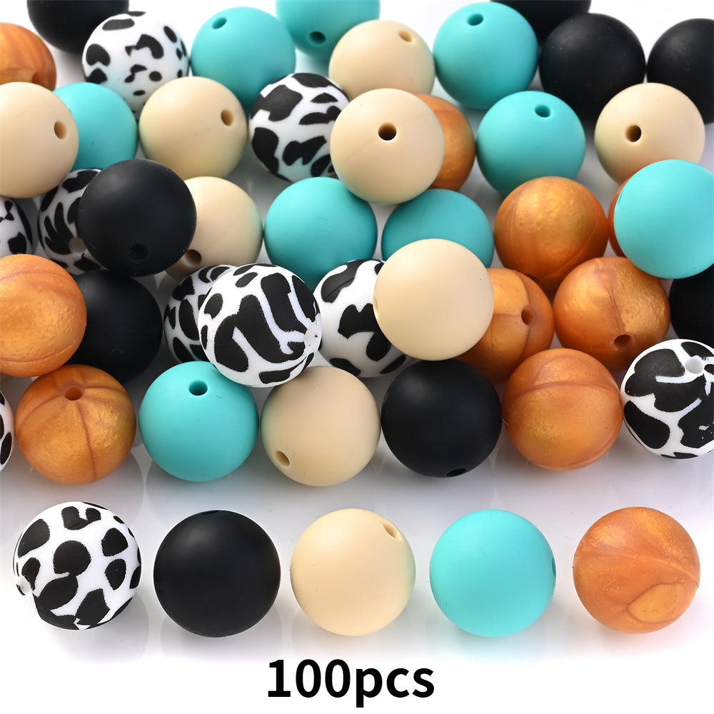 15mm Leopard Butterfly Sunflower Silicone Print Focal Beads