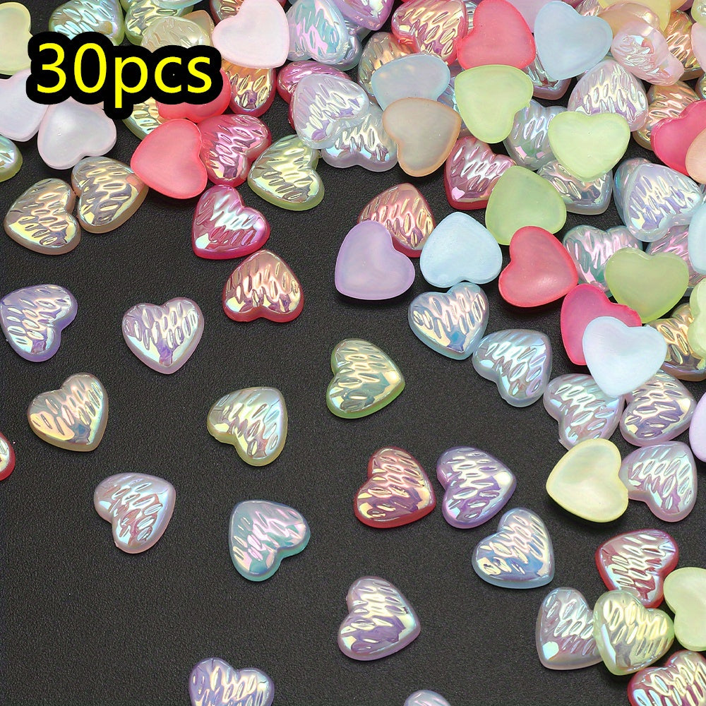 30pcs/set Mini 3D Heart Acrylic Cabochon Beads
