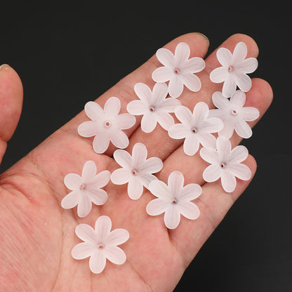 White Frosted Flower Acrylic Beads