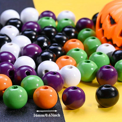 16mm Halloween Wooden Round Spacer Beads