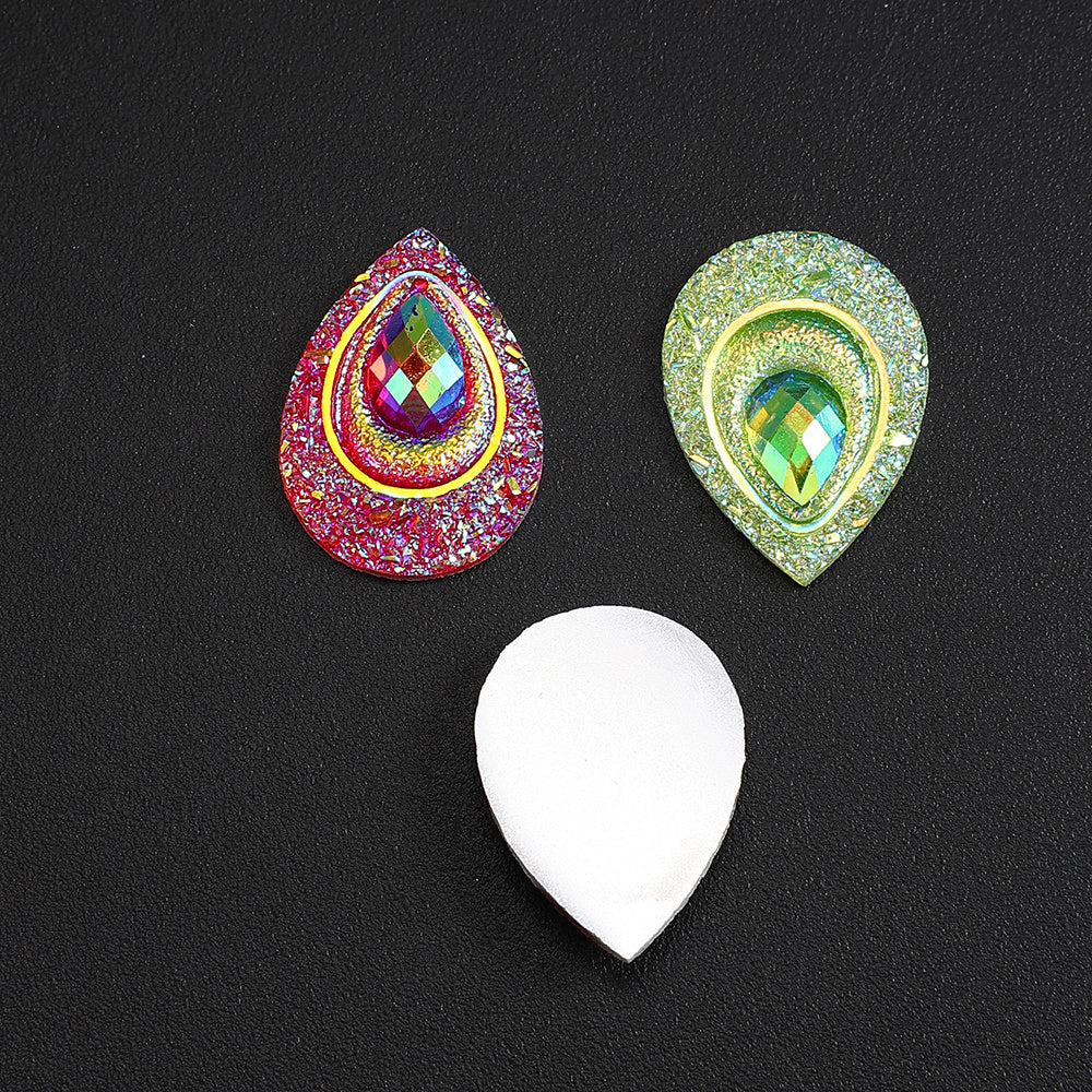 50pcs Peacock Feather Shape Rhinestone Flatback Beads
