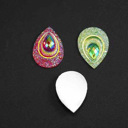 50pcs Peacock Feather Shape Rhinestone Flatback Beads