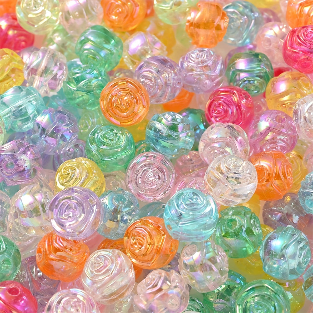 Rose Flower Acrylic AB Loose Spacer Beads