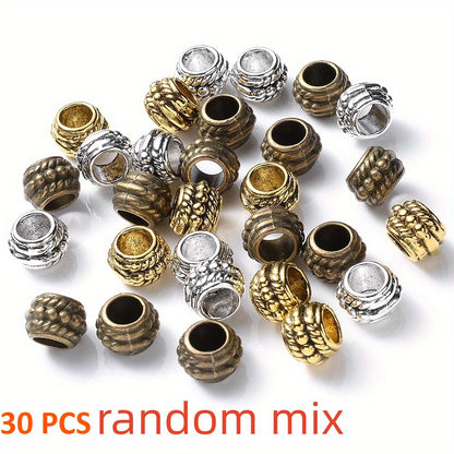 15x9mm Big Hole Print Acrylic Flat Round Spacer Beads