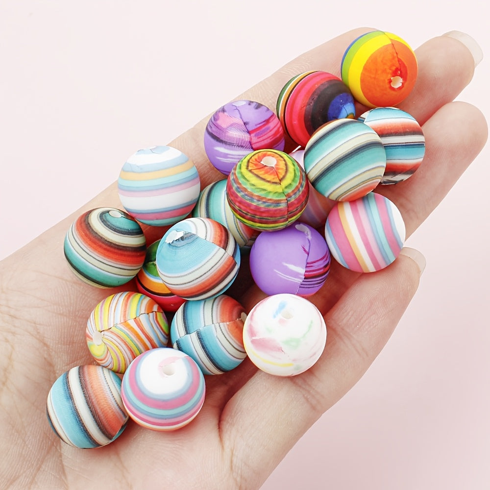 15mm Rainbow Universe Silicone Beads