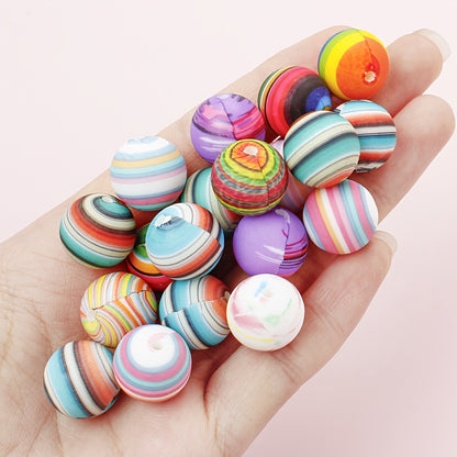 15mm Rainbow Universe Silicone Beads