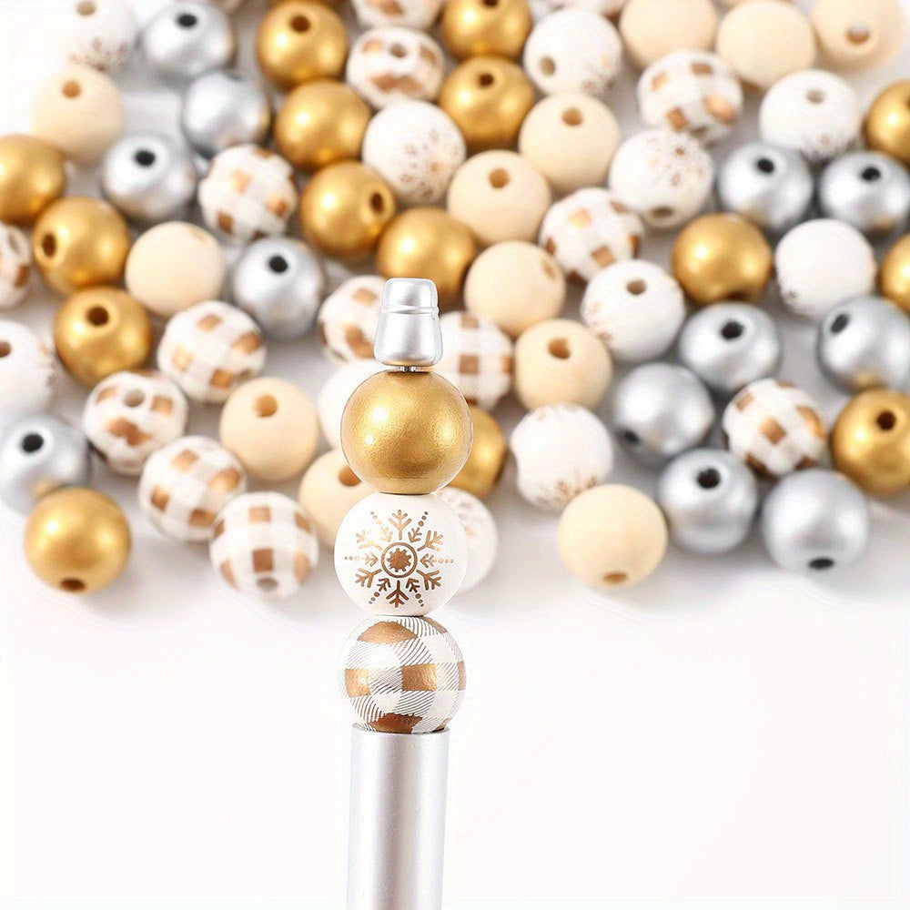 Christmas Wooden Pattern Spacer Beads