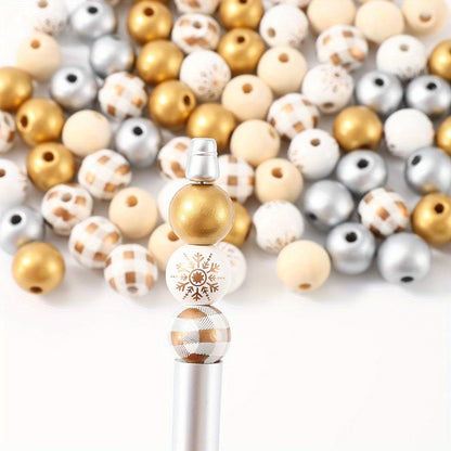 Christmas Wooden Pattern Spacer Beads