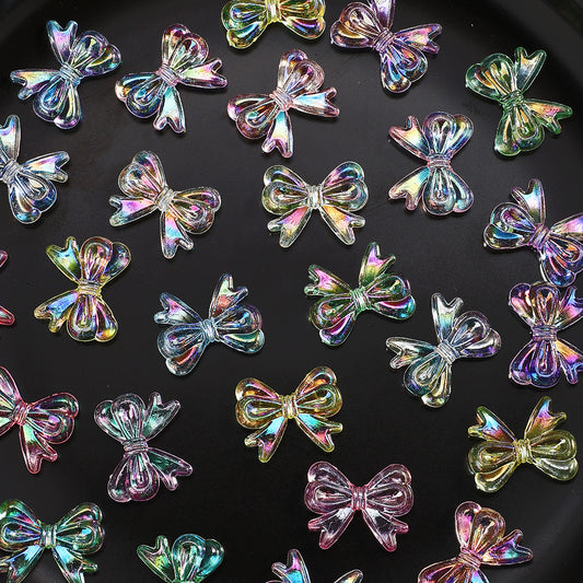 50pcs 15x19mm Sparkling Transparent Acrylic Bow Beads