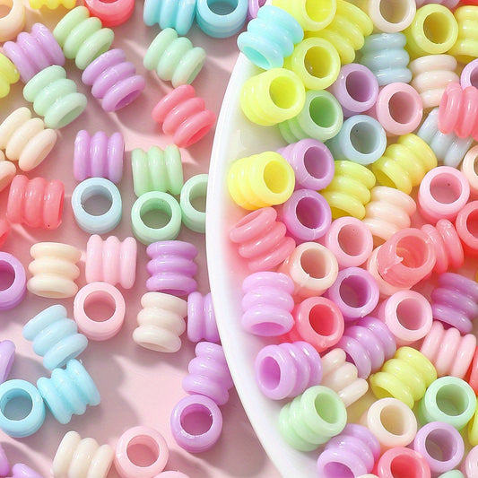 100/200pcs Mixed Tube Acrylic Large Hole Beads