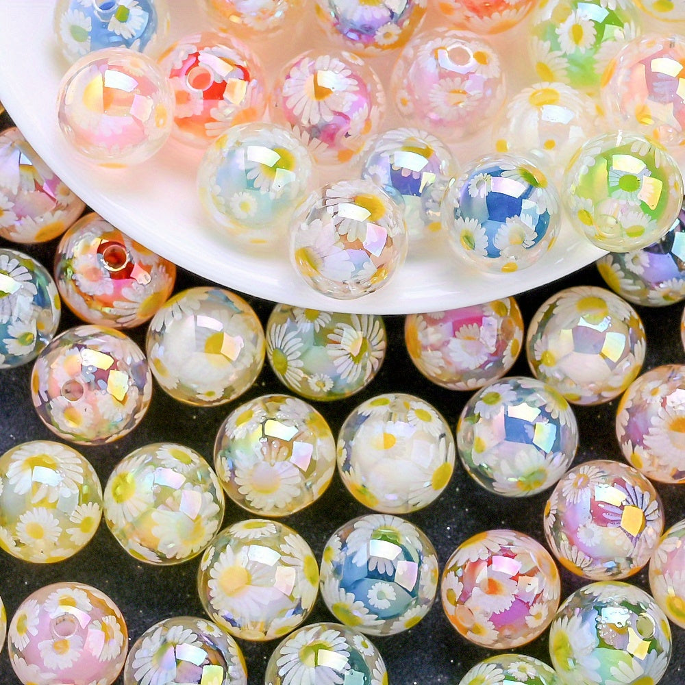 16mm Daisy Flower Acrylic Round Beads