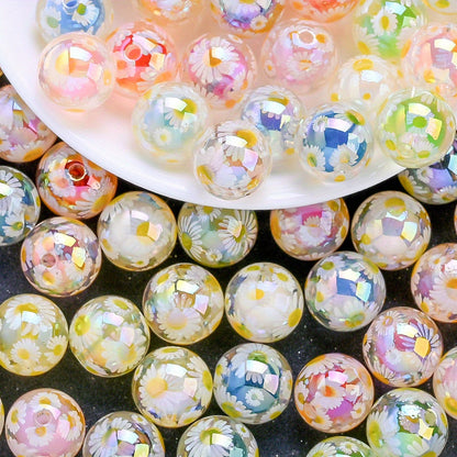 16mm Daisy Flower Acrylic Round Beads