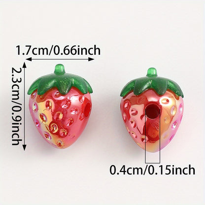 4/10pcs 16mm Pink Strawberry Resin Beads