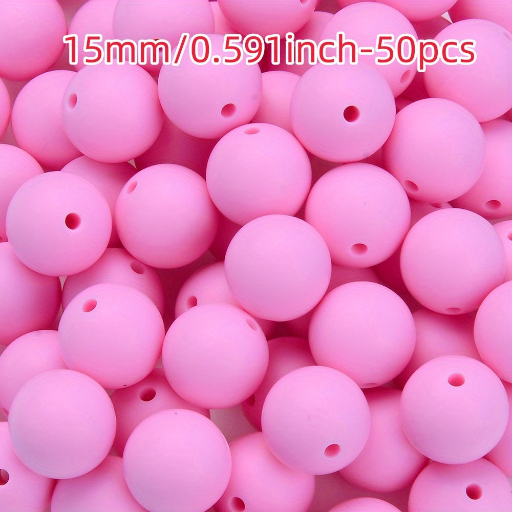 50pcs 12/15mm Rainbow Silicone Round Focal Beads