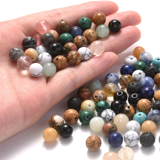 300pcs 8mm Natural Stone Round Beads