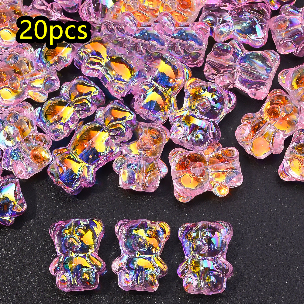 Transparent AB Bear Glass Beads