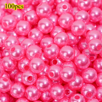 100pcs Random Colorful 8mm Round Acrylic Spacer Beads