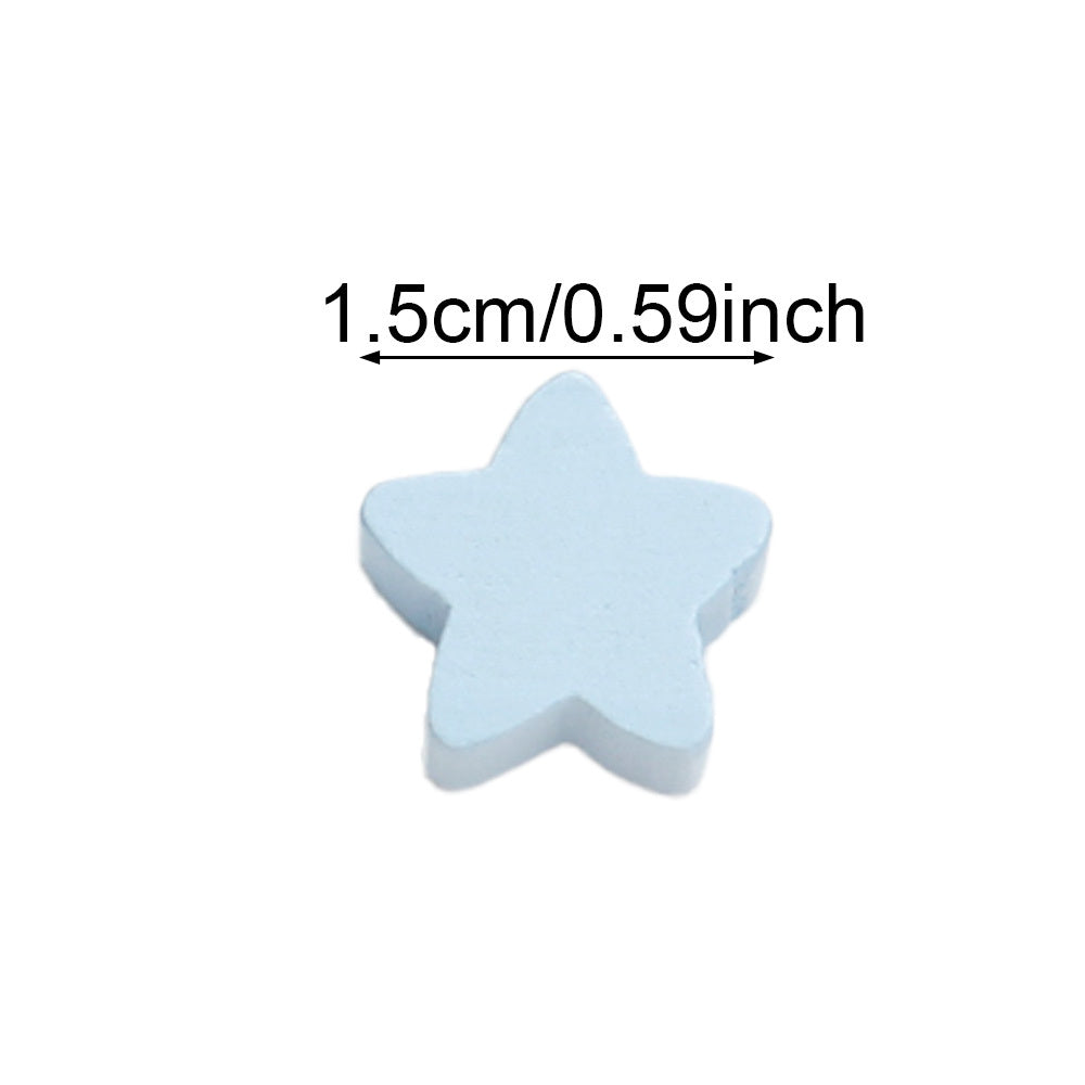 50pcs 15mm Star-Shaped Wooden Beads