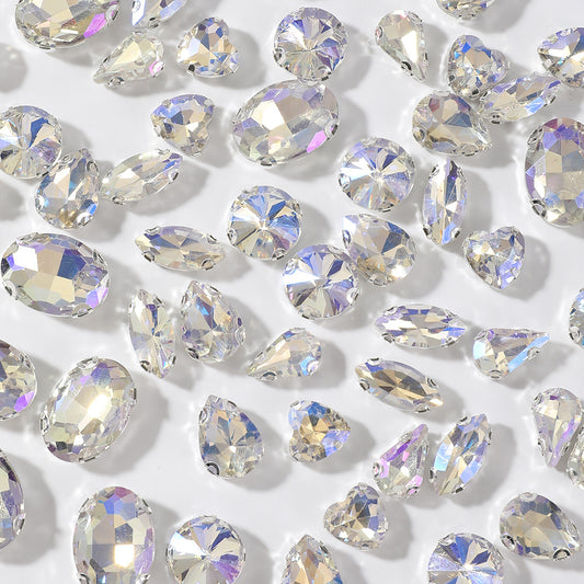 20/40pcs AB Colorful Heart Round Waterdrop Flatback Acrylic Rhinestone Beads