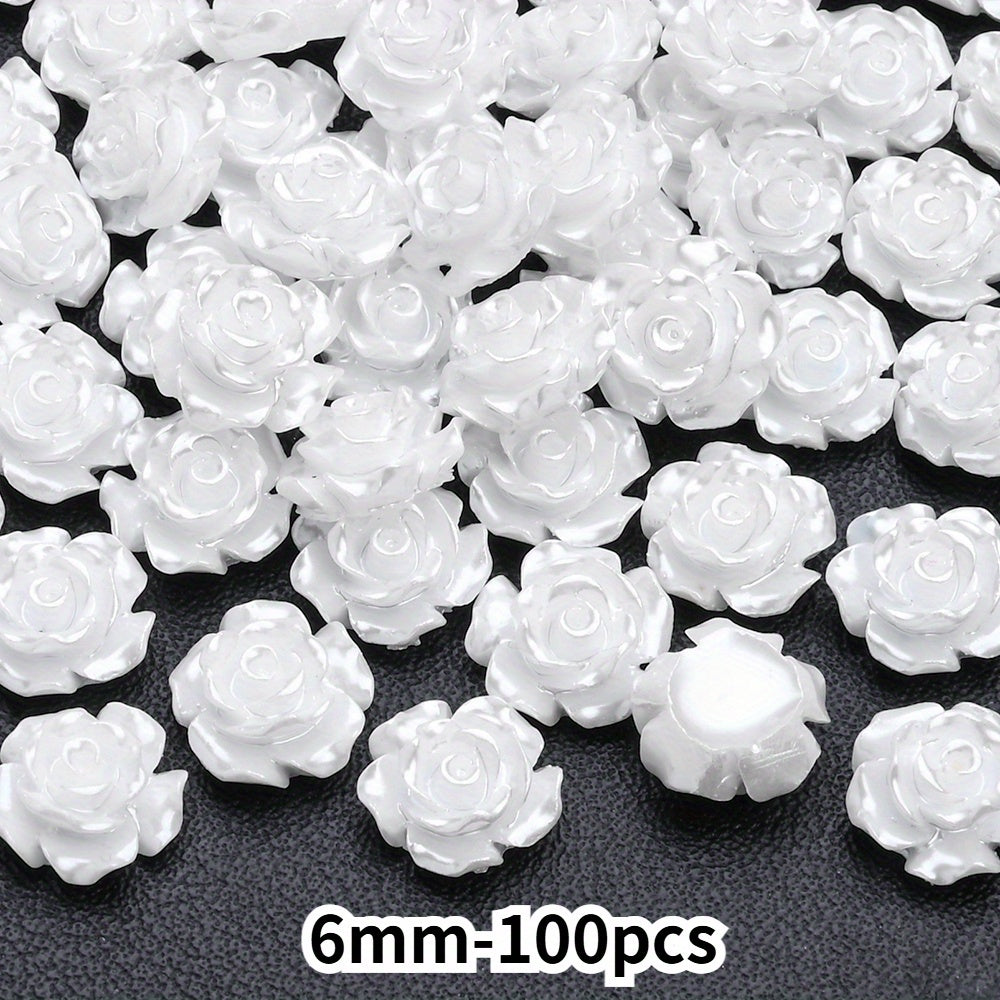 50pcs 10mm 3D White Resin Camellia Flower Beads