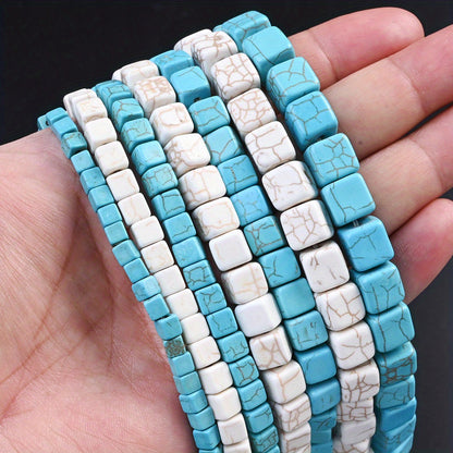 Natural Turquoise Faceted Cube Stone Beads