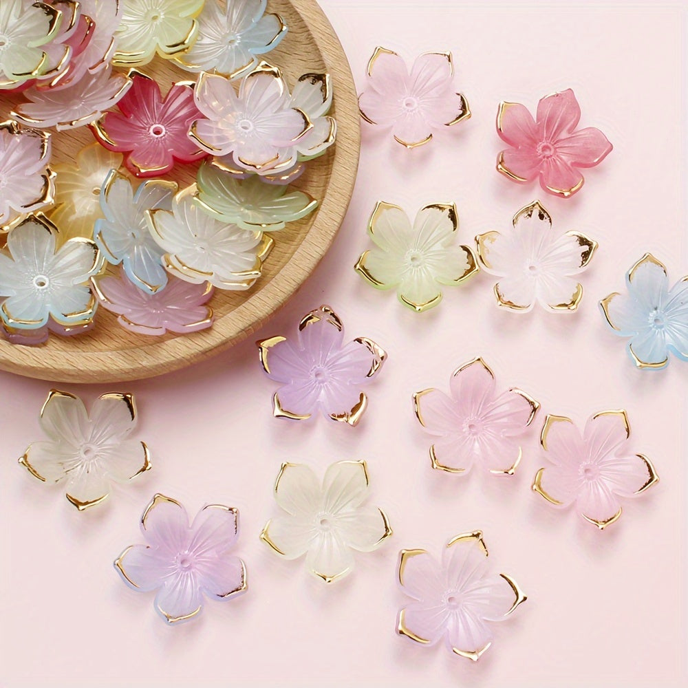 Golden Edge Gradient Flower Acrylic Beads