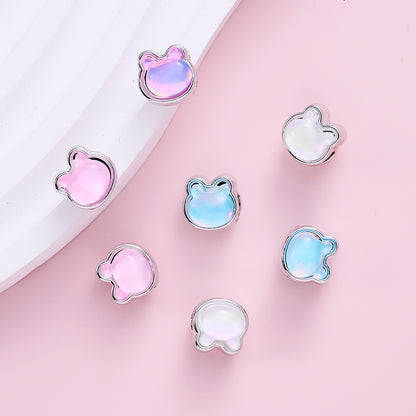 10x10mm Rhinestone Little Bear CCB Beads