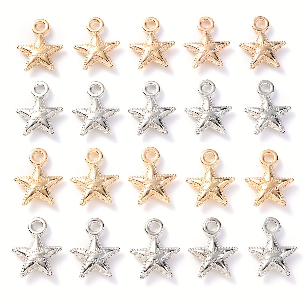 20pcs Star Plating Plastic Pendant Charms