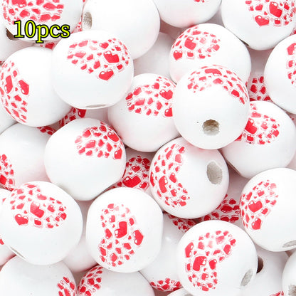 Valentine’s Day Printed Wooden Beads