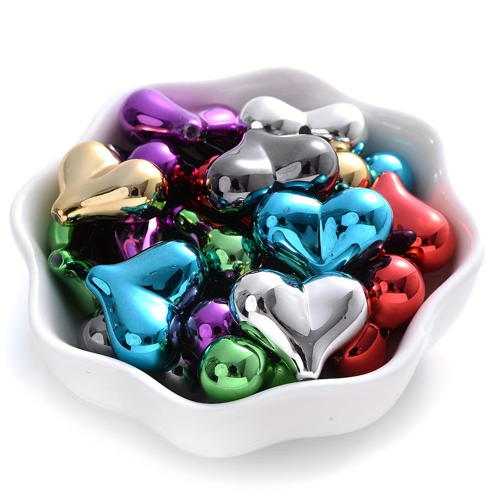 10pcs 17x21mm Colorful Mixed Heart Acrylic Beads