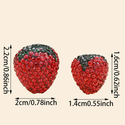 2pcs Handmade Disco Charm Strawberry Polymer Clay Beads