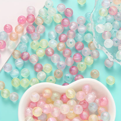 12mm AB Dreamy Gradient Fish Scale Round Flatback Resin Beads