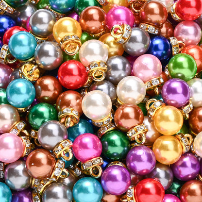 20pcs 10x15mm Multicolor Imitation Pearl Ball Charms