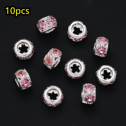 10pcs AB-Coated Large Hole Rhinestone Metal Spacer Beads