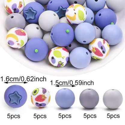 25pcs/set Fruit Theme Silicone Focal Beads