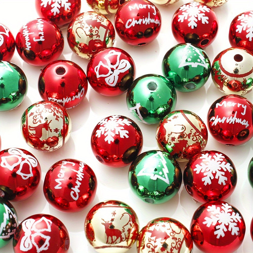 50-Piece Christmas White Ice Snowflake AB Acrylic Beads
