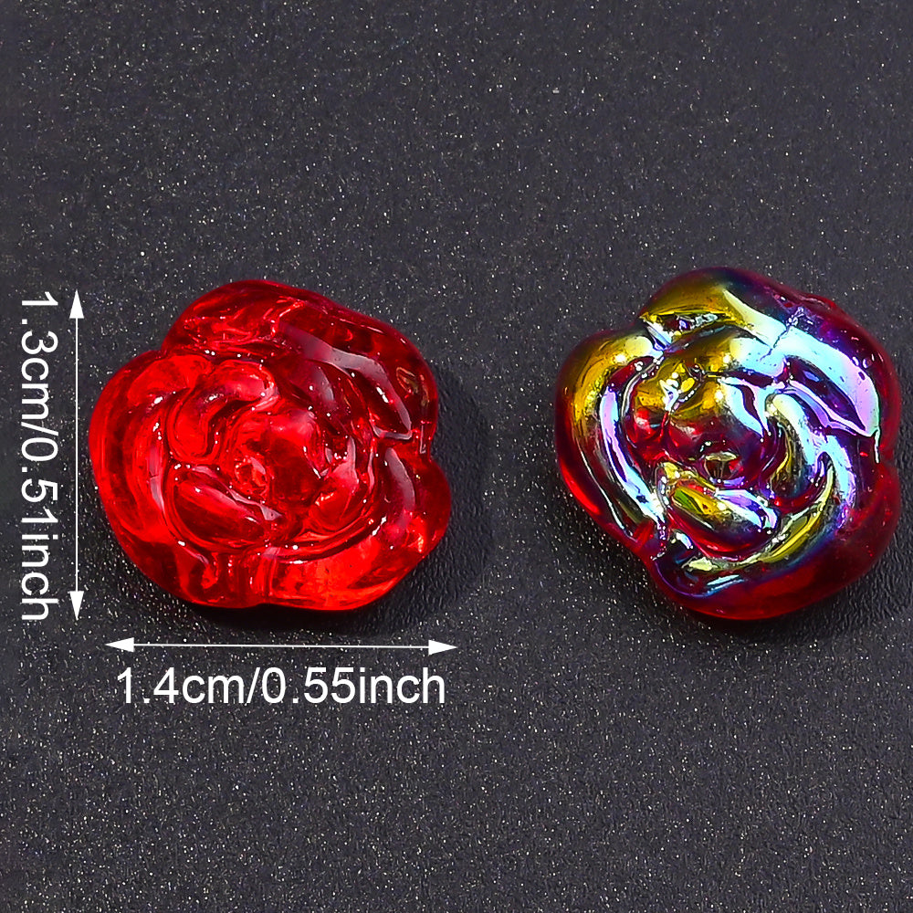 14x13mm Iridescent Rose Glass Beads