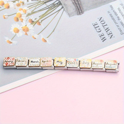 1pc 9x10mm Stainless Steel Month Theme Module Bead